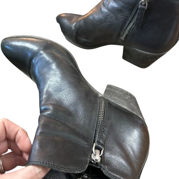 Frye Judith Zip Boot Black leather double zip stacked heel women's size 10 - Picture 9 of 13